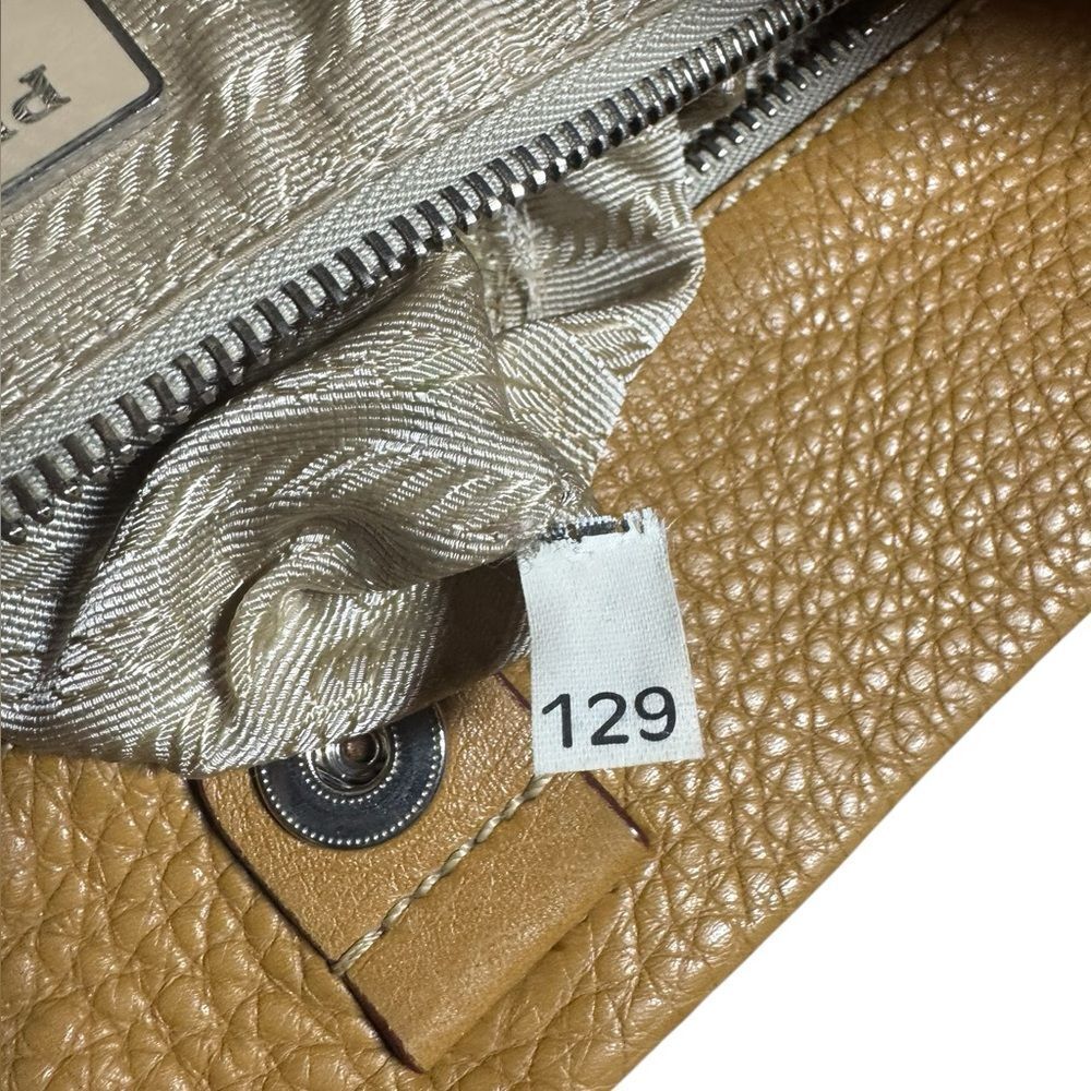 PRADA Caramel Brown Vitello Daino Leather Bucket Bag Luggage Tag Auth - Picture 15 of 15